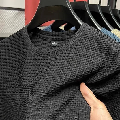 Men's Slimming Bamboo Ice Silk Mesh T-shirt - Casual Summer Short Sleeve Top for Men