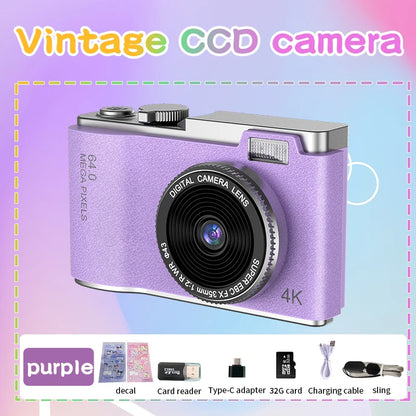 4K Digital Camera – 64MP Photography & Video Camcorder for Kids, Adults & Beginners | Rechargeable with 2.4 Inch Screen