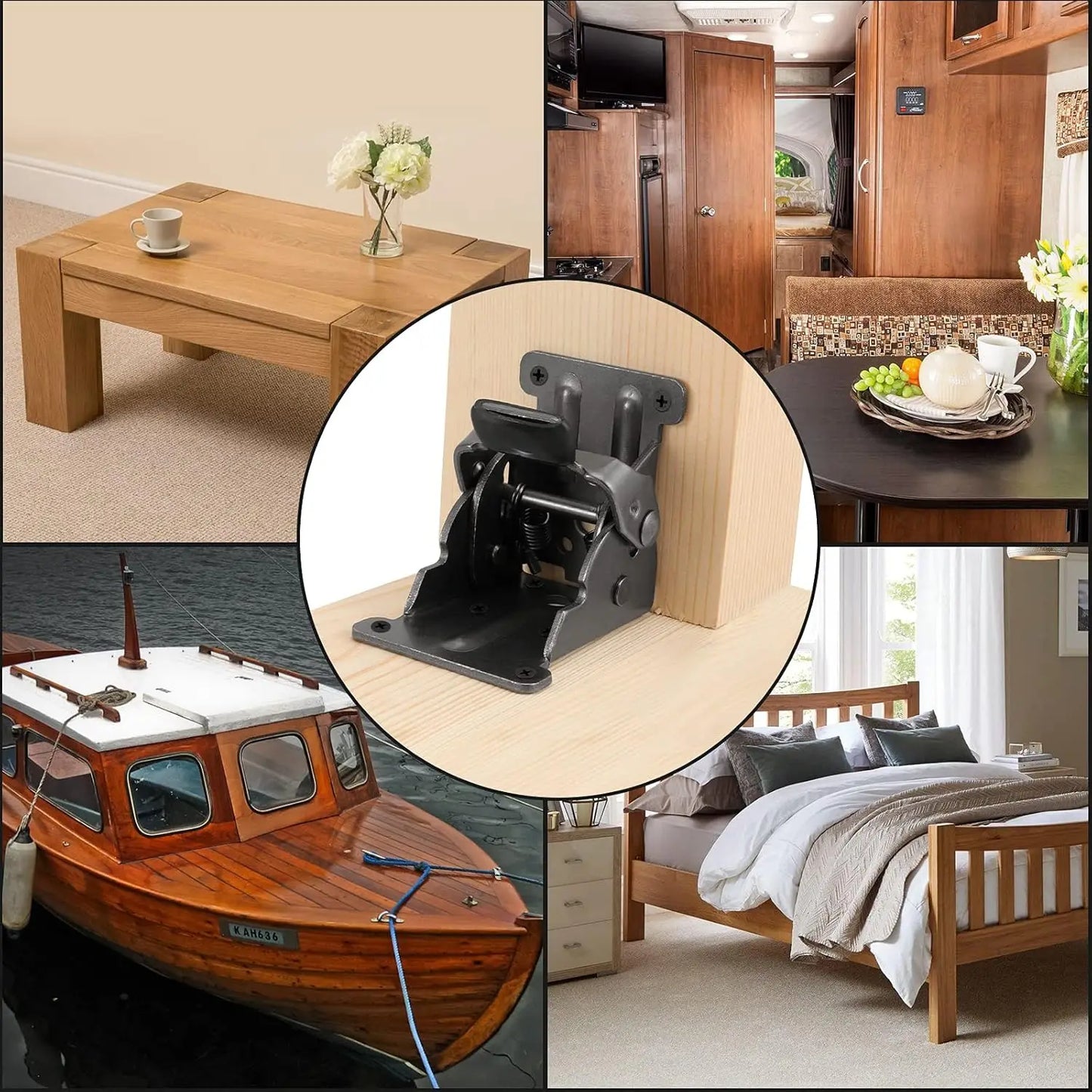 4Pcs Foldable Support Brackets – Self-Locking Folding Hinges with Screws for Table and Bed Legs