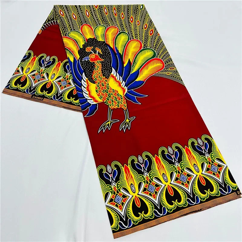 6 Yards African Real Wax Fabric - 100% Cotton Original Ankara Print for Party Dresses K121901