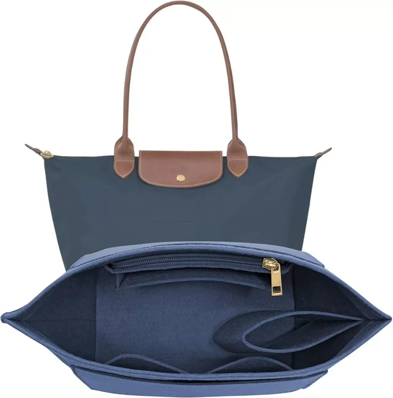 Longchamp Le Pliage S/ML Purse Organizer Insert — Custom Felt Liner with Multi-Compartment Bag Organizer