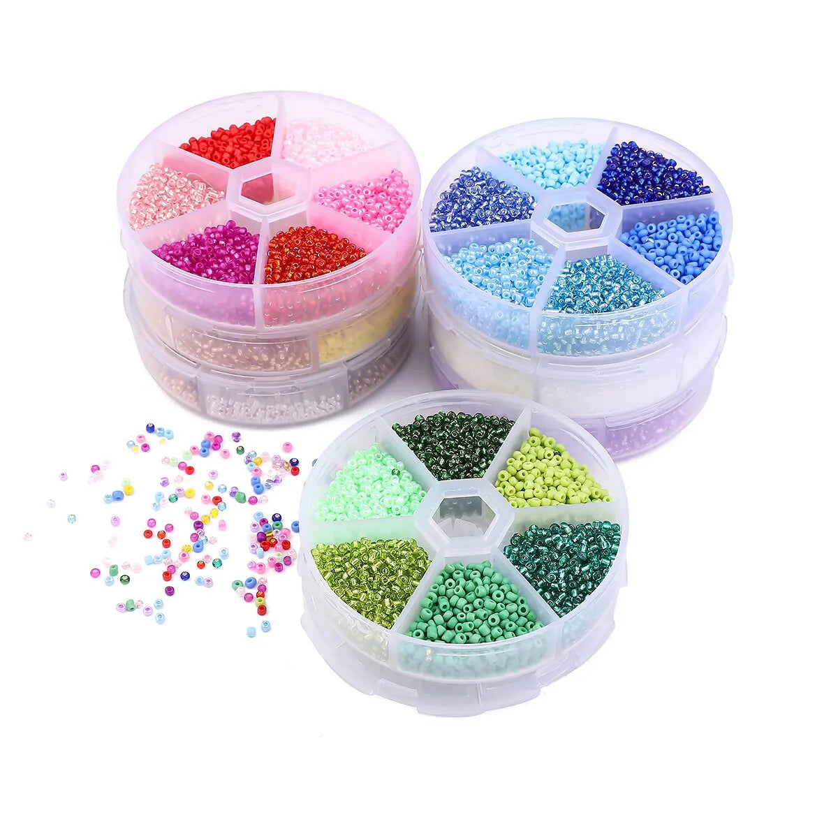3900Pcs Glass Rice Beads Set - 6 Grid Box DIY Bracelet Necklace Jewelry Making Accessories