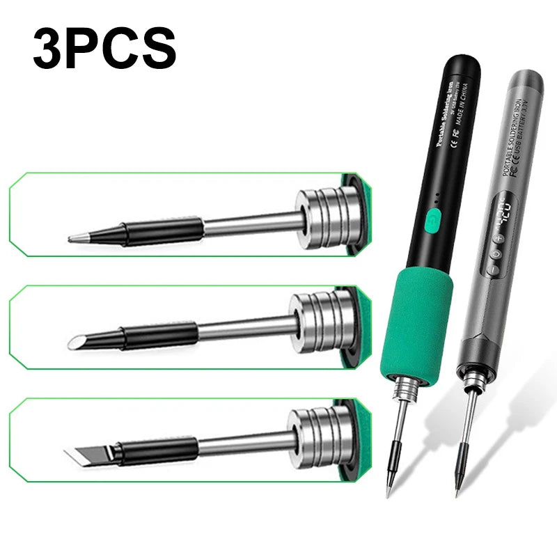 3PCS USB Soldering Iron Tips - 5V Battery Soldering Rework Replacement Accessories