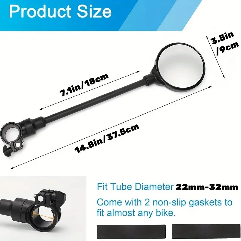 360° Rotatable Bicycle Rearview Handlebar Mirrors – Adjustable Bendable Hose for Mountain Bikes & Motorcycles