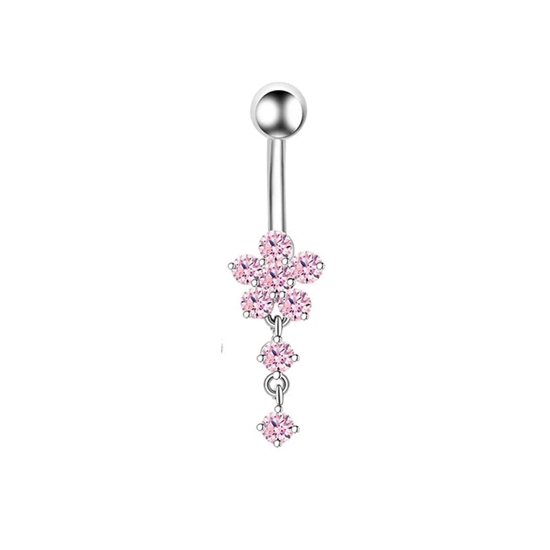 Stainless Steel CZ Belly Button Piercing – Heart & Butterfly Navel Barbell Jewelry for Women Sexy Navel Ring