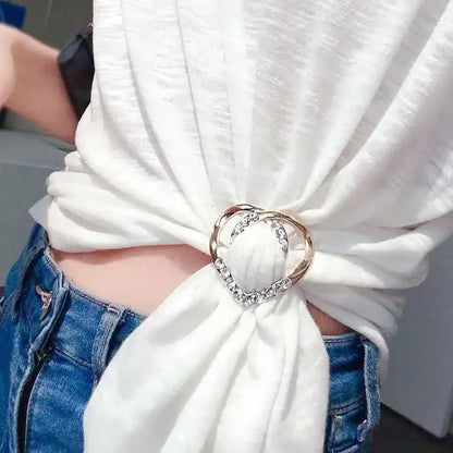 Crystal Pearl Hijab Scarf Ring: New Fashion Corner Hem Waist Knotted Brooches for Shirt & T-shirt - Metal Fixed Buckle Accessories