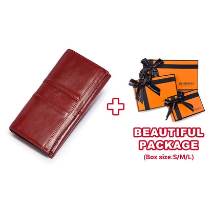 Women's Genuine Leather Clutch Wallet – RFID Blocking Phone Purse with Zipper Pocket