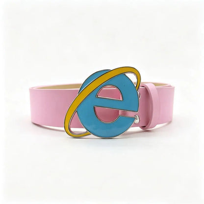 Y2K Internet Explorer Logo Belt - Nostalgic Unisex Punk Style Buckle for Men & Women