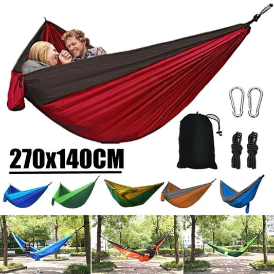 Single Person Portable Camping Hammock: High Strength Parachute Fabric Hanging Bed - Nylon Color Matching Hammock for Outdoor Adventures