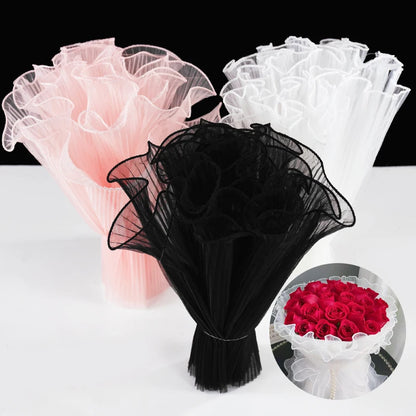 Tulip & Rose Pearl Mesh Tulle Roll — Flower Bouquet, Bobo Balloon, Birthday, Wedding & Anniversary Gift Wrapping