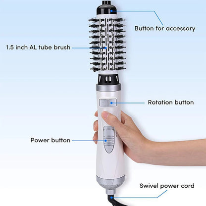 Automatic Rotating Hot Air Brush 2-in-1 – 360° Curling Iron & Hair Dryer Comb for Salon-Style Styling