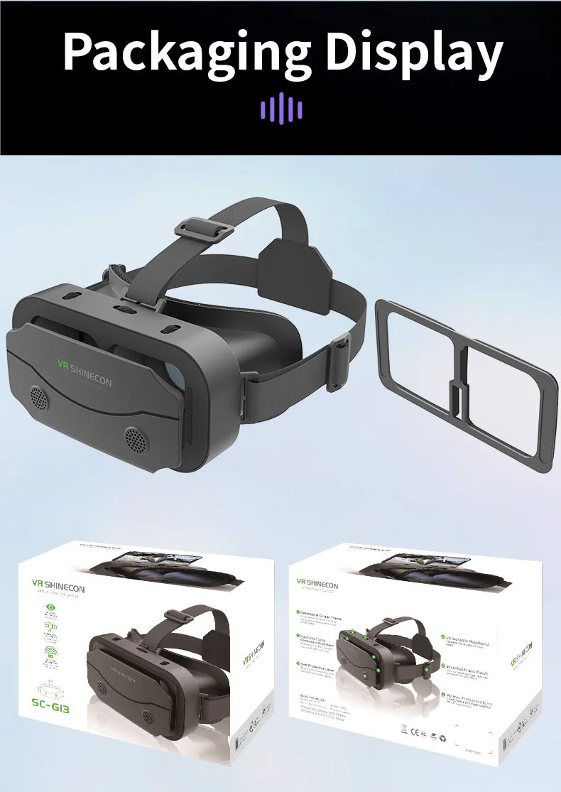 Shinecon 3D VR Headset – Virtual Reality Glasses with Helmet Lenses for Smartphones