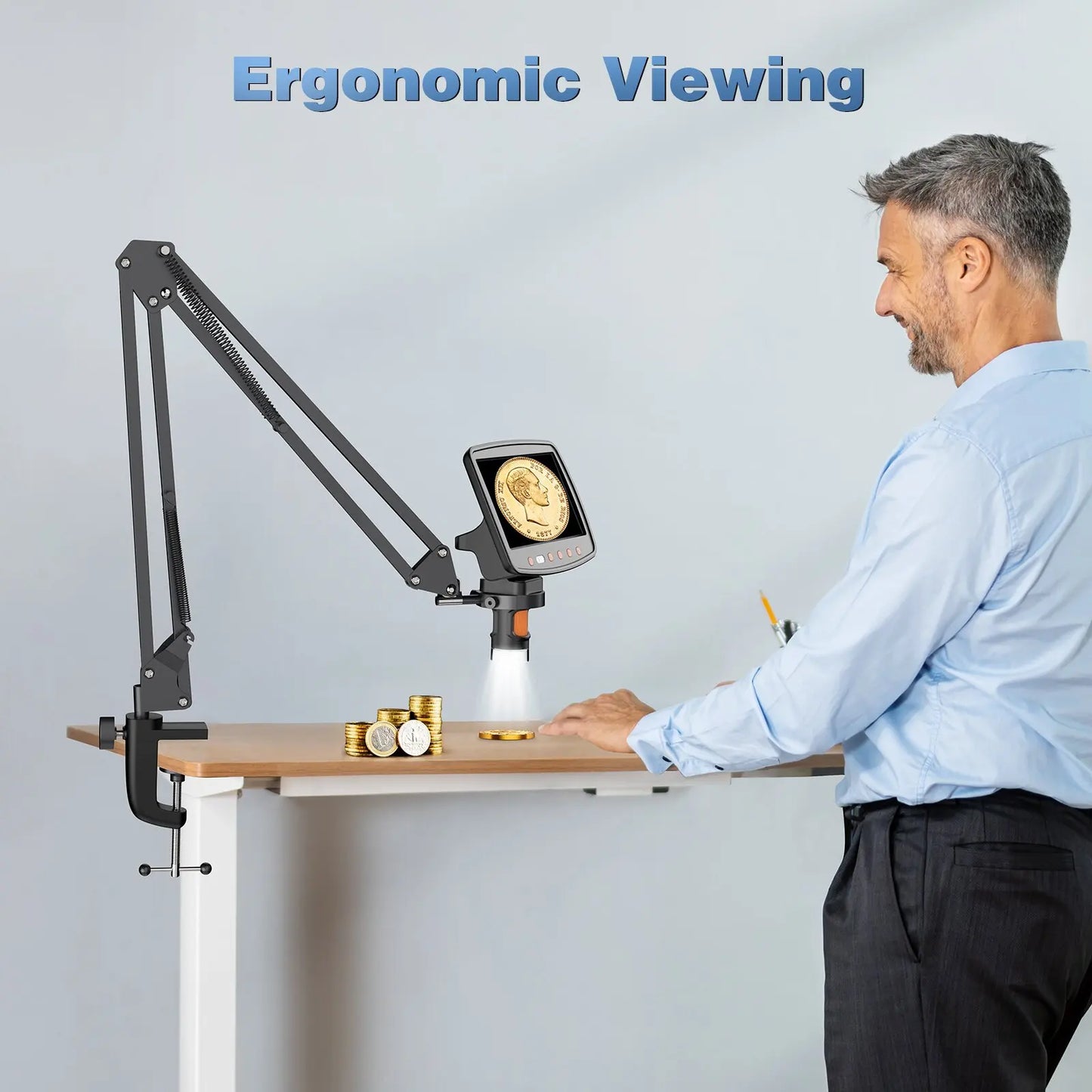 Hayve Adjustable Metal Microscope Arm Stand – Compatible with DM4, DM9, MS1 & MS3 Coin Microscopes
