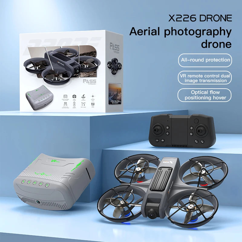 X226 Drone VR – Brushless RC Quadcopter with Dual HD Camera, Optical Flow Hover, Obstacle Avoidance, Remote Control Toy for Boys
