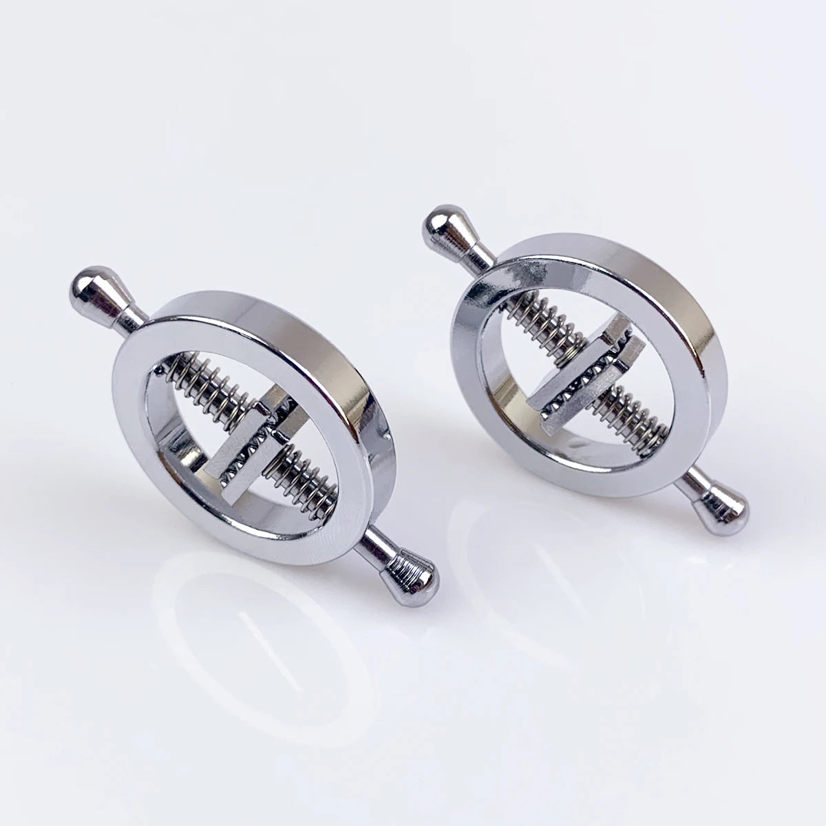 Adjustable Metal Nipple Clamps - Pair of Spring-Loaded Breast Clips for Adult BDSM and Sensory Play