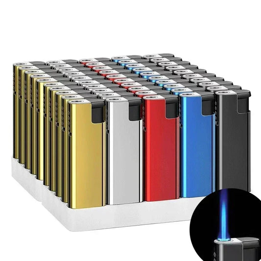 Outdoor Windproof Blue Flame Lighter – Direct Injection Cigarette Lighter for Camping & Smoking Tools (1/50 Pack)
