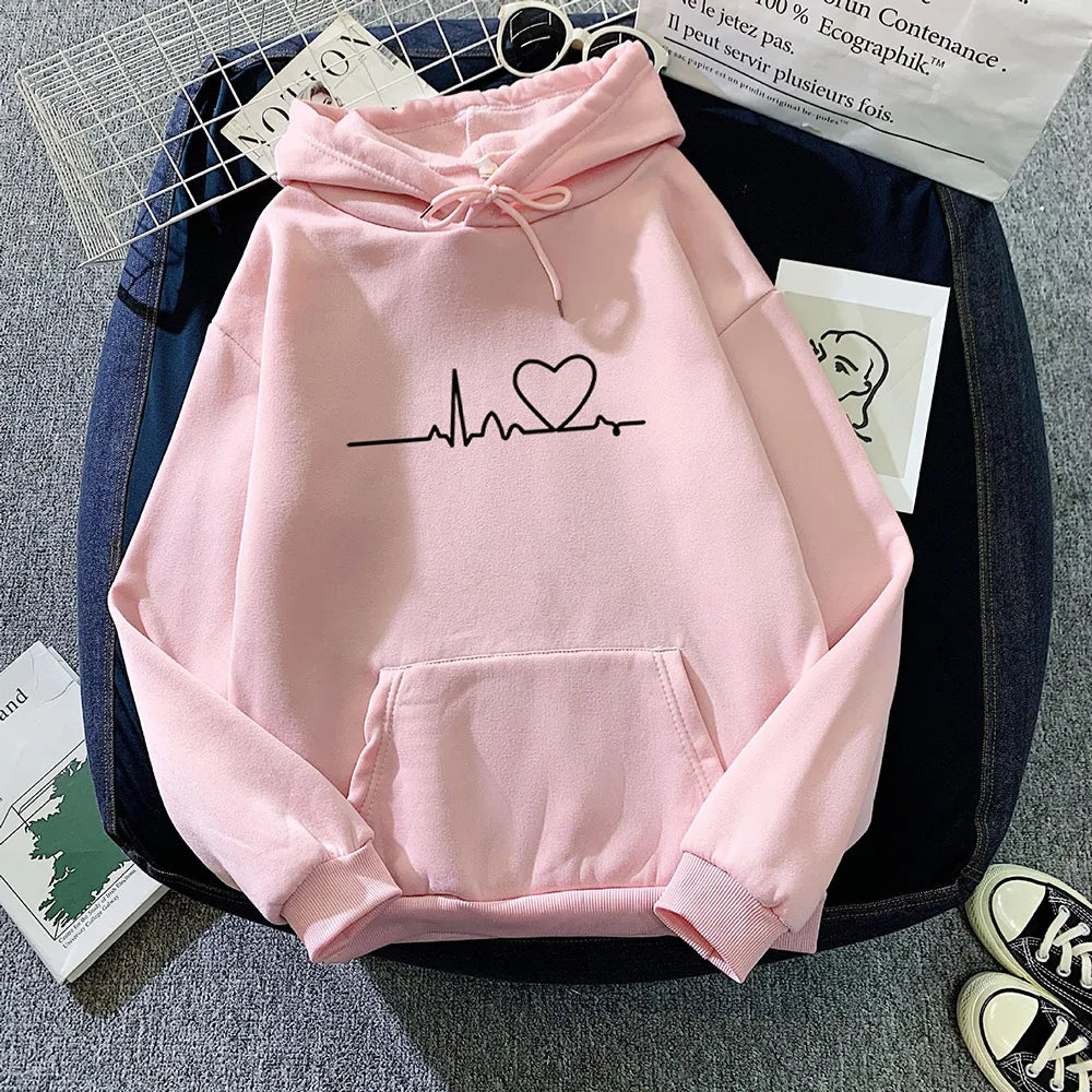 Women's Casual Print Loose Hoodie – Spring Long-Sleeve Harajuku Pullover Sweatshirt, Streetwear Style