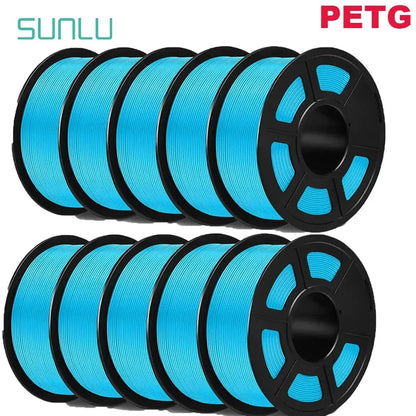 SUNLU PLA/PETG/PLA+ 3D Printer Filament Bundle – 10 Rolls 1KG Each, 1.75mm Neatly Wound Filament for 3D Printing (EU/US)