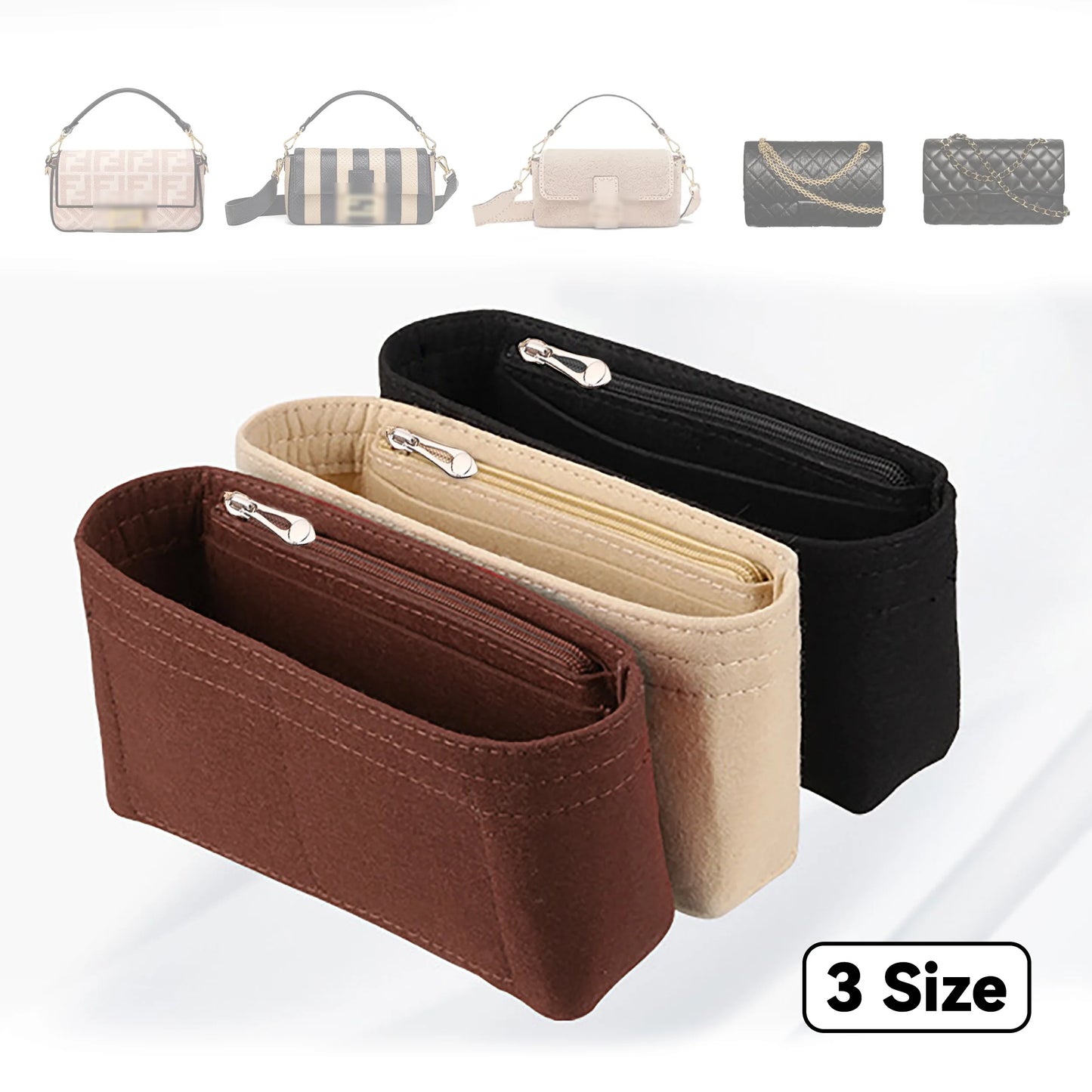 Trendy Felt Insert Bag Organizer — Makeup & Cosmetic Bag Liner for Women's Handbags and Accessories