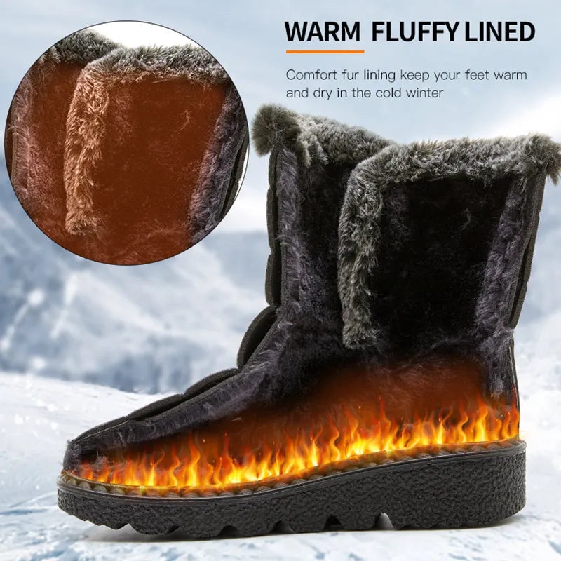 Women’s Winter Boots 2024 – Waterproof Ankle Snow Boots with Low Heels & Fur Lining