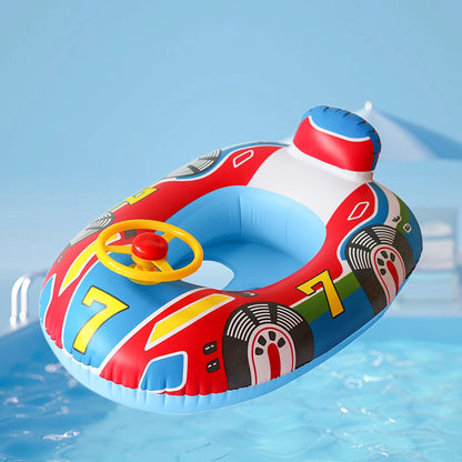 Inflatable Kids Swim Seat - Tear-Resistant Pool & Beach Water Toy with Fun Car Horn Design for Children