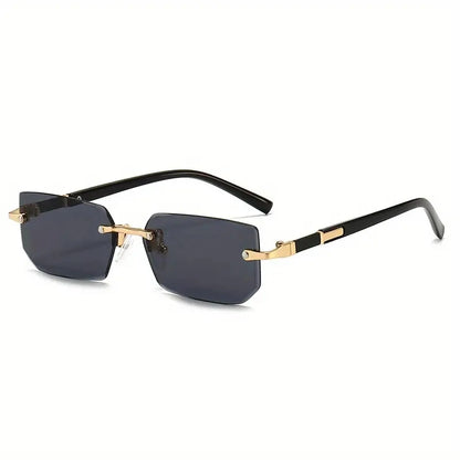 Rimless Rectangle Sunglasses – Fashion Small Square Shades for Men & Women, Summer Travel Eyewear