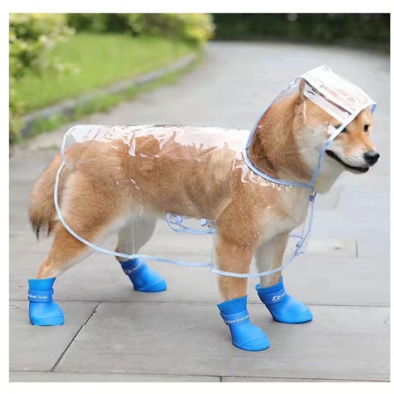 Protective Waterproof Dog Rain and Snow Shoes - Non-Slip Boots for All-Weather Outdoor Use, Safe for Your Pet's Feet