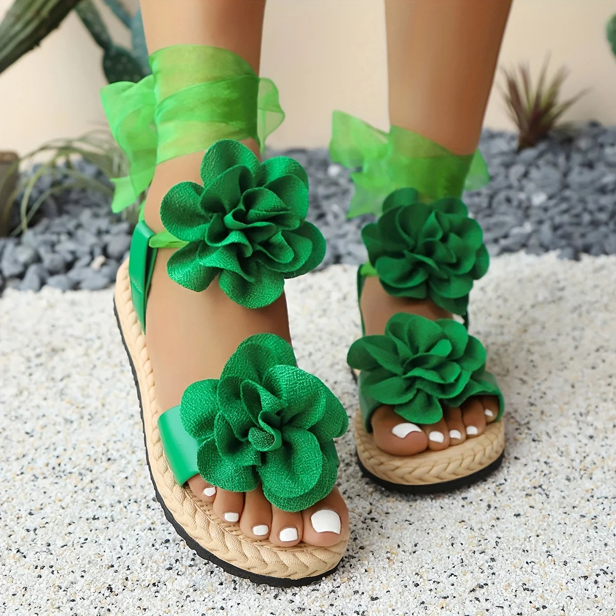 Women’s Fairy Platform Sandals - Floral Lace-Up Cute Elegant Summer Shoes