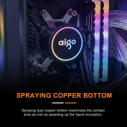 Aigo ACSE Water Cooling CPU Cooler – 120/240mm RGB Fan Liquid Heatsink Radiator for LGA 2066/2011/1151/1155/AM3+/AM4