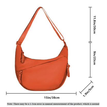 Trendy Women’s Soft Cloth Shoulder Bag | Solid Color Casual Crossbody & Hobo Bag for Students