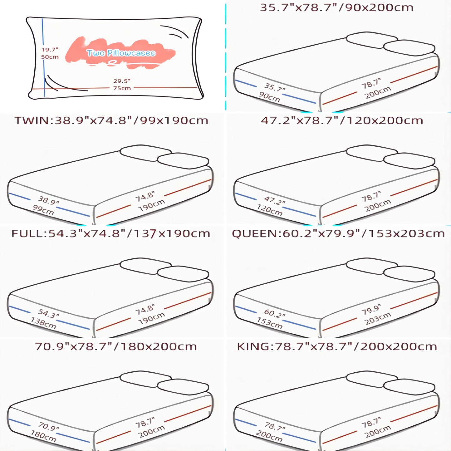 Kuup 3PCS Satin Surface Bedding Set - 100% Polyester Fitted Sheet and Pillowcases with Elastic Band, King Bed Cover