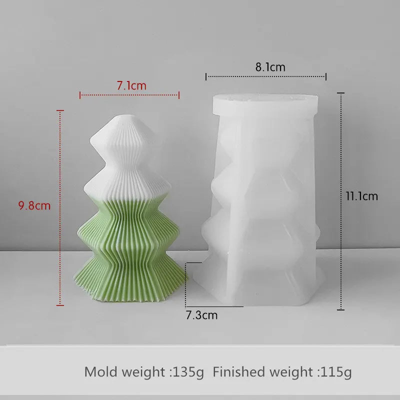 3D Origami Christmas Tree Silicone Mold — DIY Aroma Candle, Plaster & Gel Mold for Handmade Creative Holiday Decorations