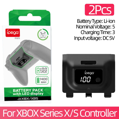 Wireless Gamepad Rechargeable Battery 1400mAh — Digital Display Replacement for Xbox Series X/S Controller
