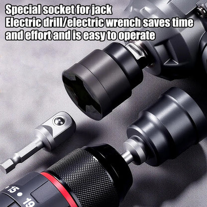 Universal Car Jack Adapter – Scissor & RV Stabilizer Drill Tool with Steel Ball Joint Rod for Impact Wrench and Vehicle Disassembly