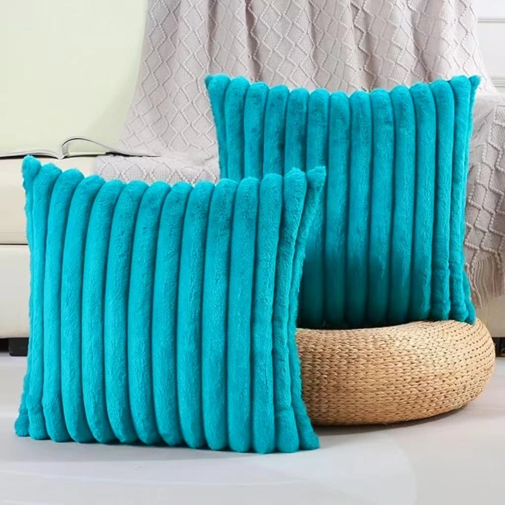 Luxurious Plush Striped Pillowcases – Soft Decorative Cushion Covers for Sofa Interiors