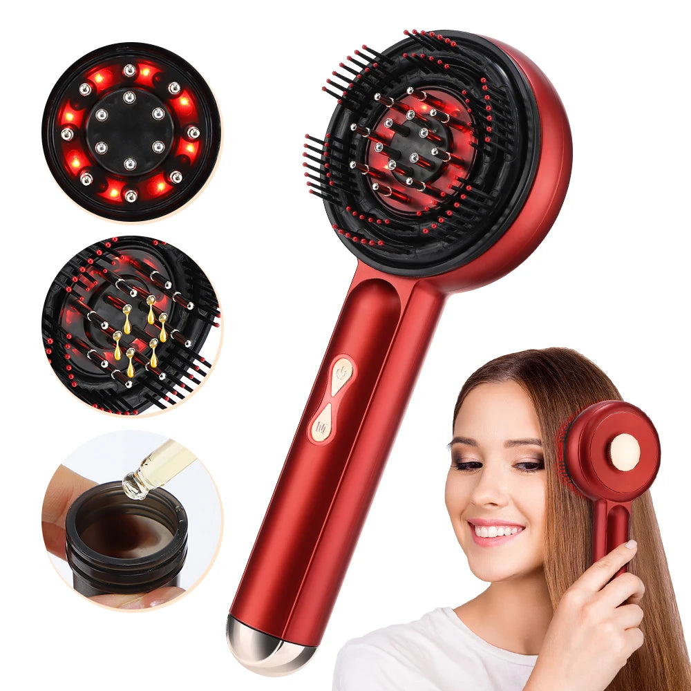 Electric Scalp Massage Comb – Red Light Therapy Hair Growth Brush with Vibration, Anti-Hair Loss & Oil Applicator