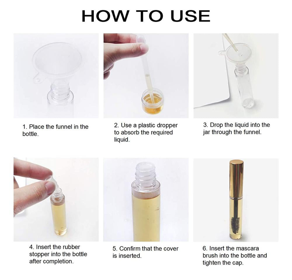 10-Piece Mini Plastic Funnels — Small Funnels for Essential Oil Bottles, Empty Lip Gloss Tubes, Perfume Bottles