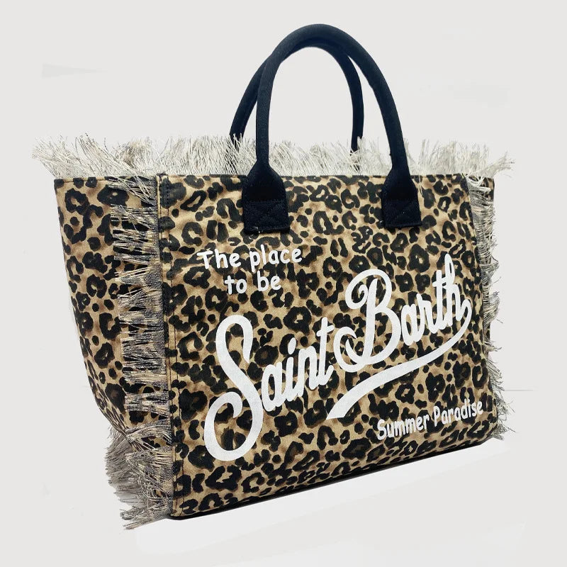 SAINT BARTH Autumn Winter Plush Towel Bag – Women’s Large Capacity Striped Casual Handbag with Tassel