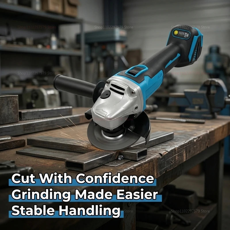 Cordless Brushless Angle Grinder - Electric Power Tool for Cutting & Polishing Metal, Stone & Wood