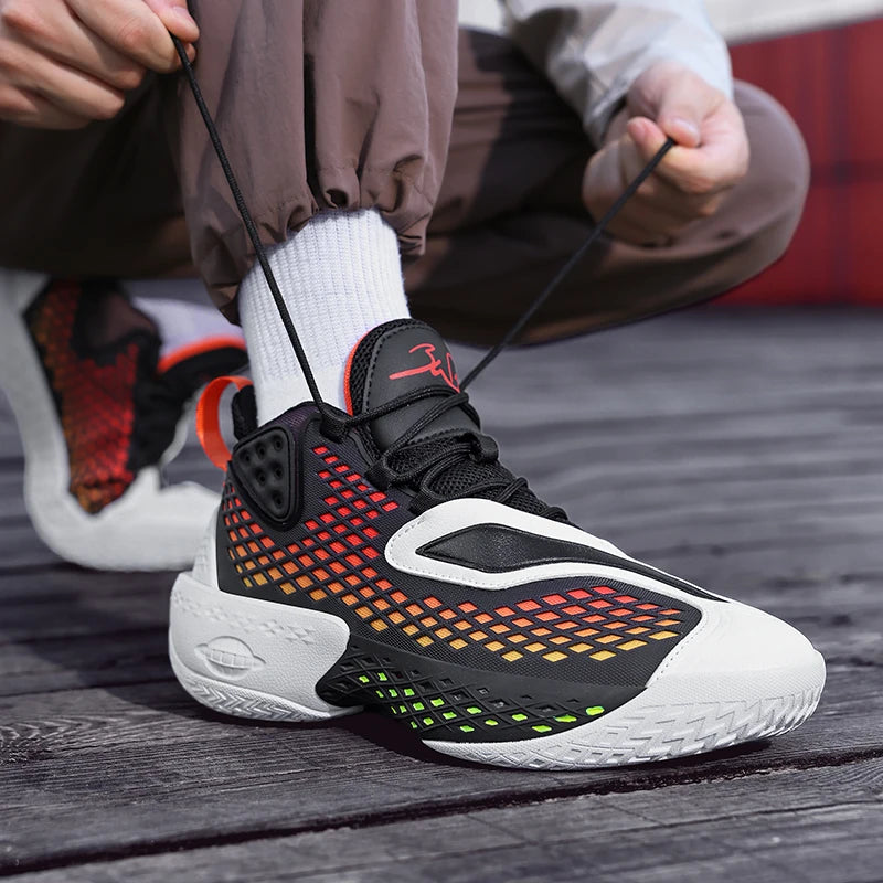 Men's Basketball Shoes - Breathable Mesh Sneakers with Soft Sole, Cushioning & Anti-Slip Outdoor Sports Design