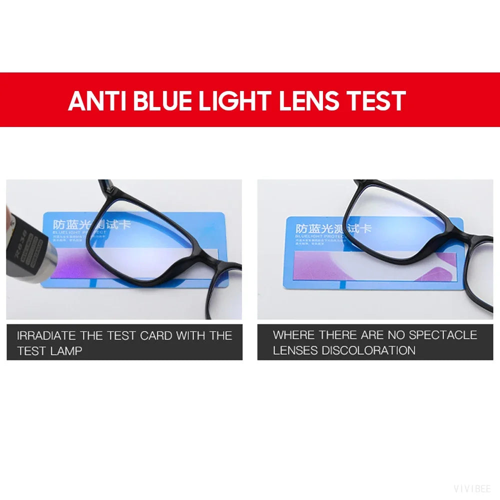 2024 Trending TR90 Blue Light Blocking Glasses – Matte Black Gaming Eyewear for Men & Women, Transparent Fashion Frame
