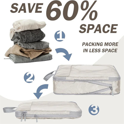 Travel Storage Bag Set – Compressible Waterproof Packing Cubes & Foldable Luggage Organizer for Carry-On