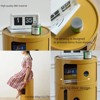 Nordic Round Bedside Table – Mini 2/3/4/5 Layer Cute Storage Cabinet, Creative Living Room & Bedroom Furniture