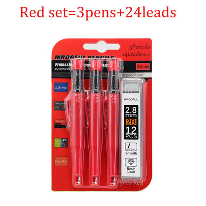 Professional Carpenter’s Pencil Set - 2.8mm Deep-Hole Marking & Drawing Tool for Woodworking & Construction