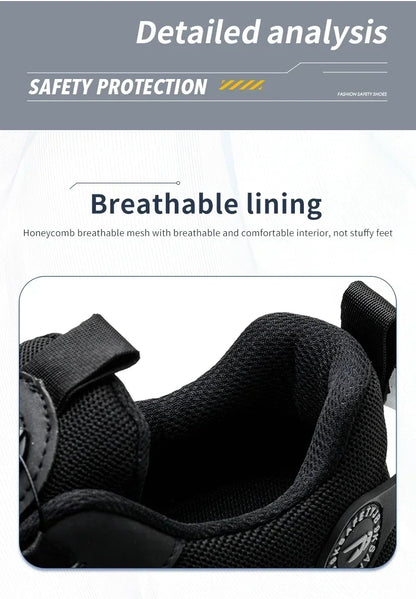Rotating Button Safety Shoes for Men – Anti-Smash, Anti-Puncture Work & Security Protective Boots, Fashion Sport Design