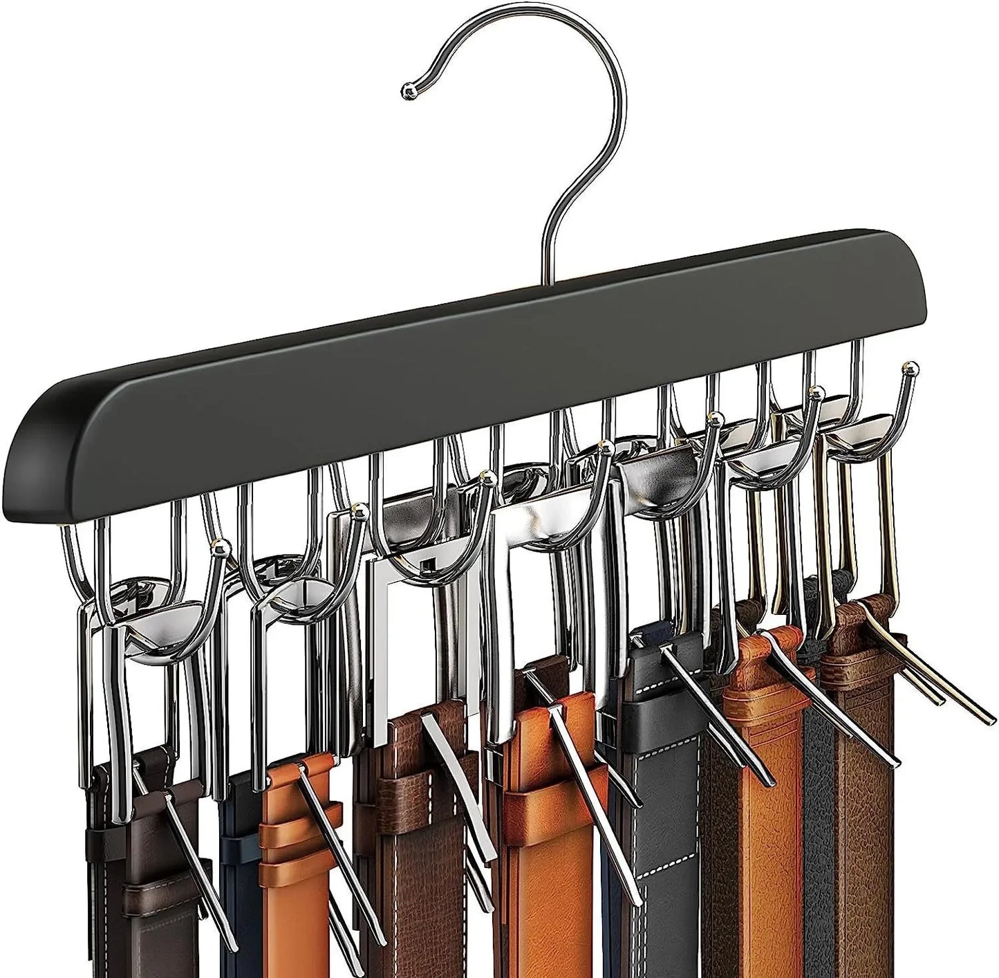 Wooden Belt and Scarf Rack Organizer – Wardrobe Hanger for Belts, Ties, and Accessories, Men’s and Women’s Clothing Storage   2/2