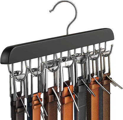 Wooden Belt and Scarf Rack Organizer – Wardrobe Hanger for Belts, Ties, and Accessories, Men’s and Women’s Clothing Storage   2/2