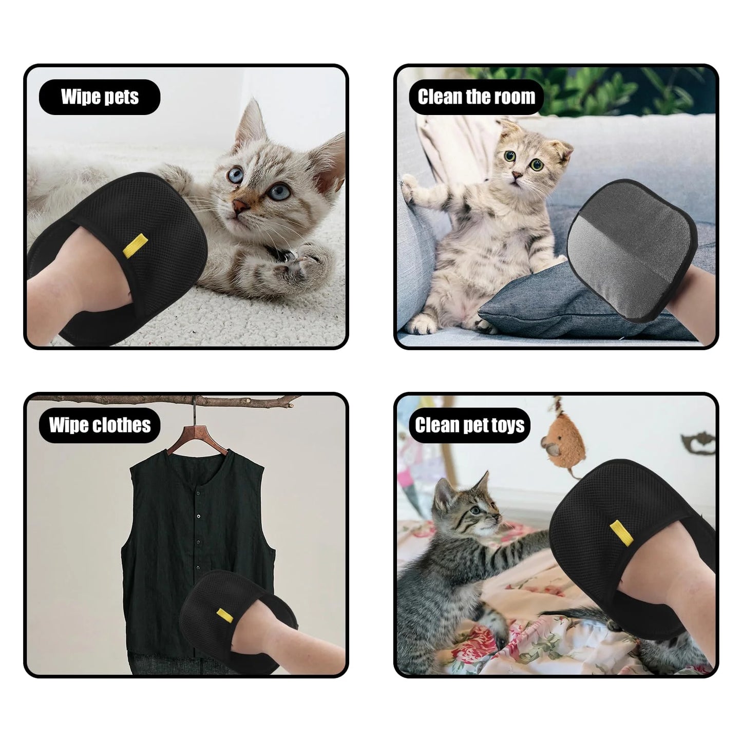 Pet Hair Removal Gloves – Reusable Double-Sided Grooming Tool, Removes Fur from Pets and Carpets