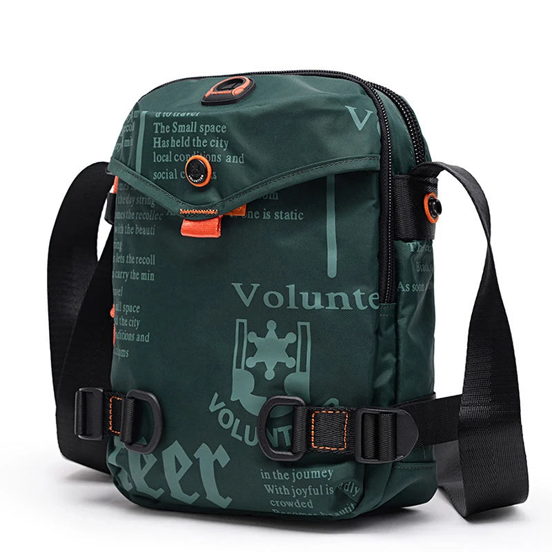 VOLUNTEER Men’s Crossbody Bag 1518-29A - Large Capacity Multi-Pocket Oxford Shoulder Bag for Hiking & Casual Use