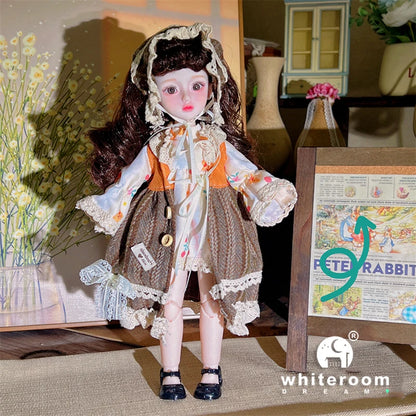 30cm 1/6 BJD Ball Jointed Doll – Starry Gray Eyes with Lolita Fashion Dress, DIY Toy Gift for Girls